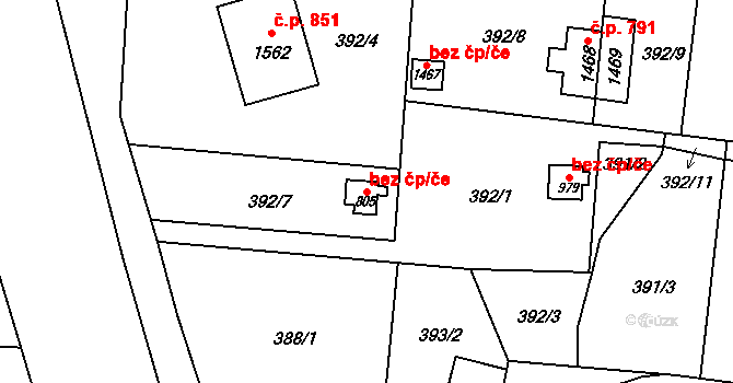 Ostrava 43924981 na parcele st. 805 v KÚ Michálkovice, Katastrální mapa