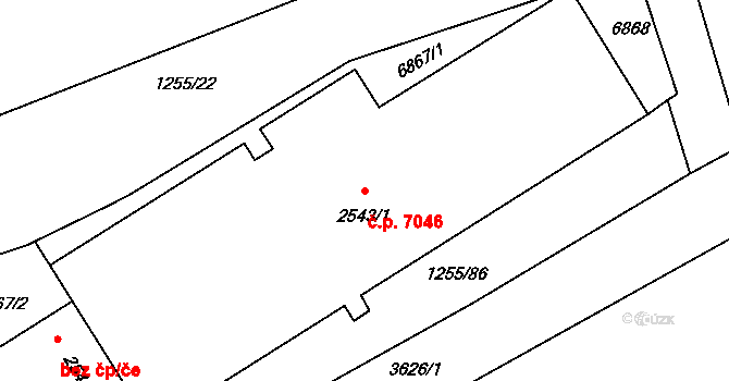 Zlín 7046 na parcele st. 2543/1 v KÚ Zlín, Katastrální mapa