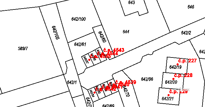 Svádov 4543, Ústí nad Labem na parcele st. 642/55 v KÚ Svádov, Katastrální mapa