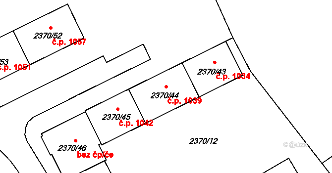 Předměstí 1039, Opava na parcele st. 2370/44 v KÚ Opava-Předměstí, Katastrální mapa