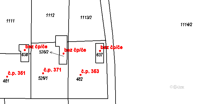 Mirošov 47242981 na parcele st. 637 v KÚ Mirošov, Katastrální mapa