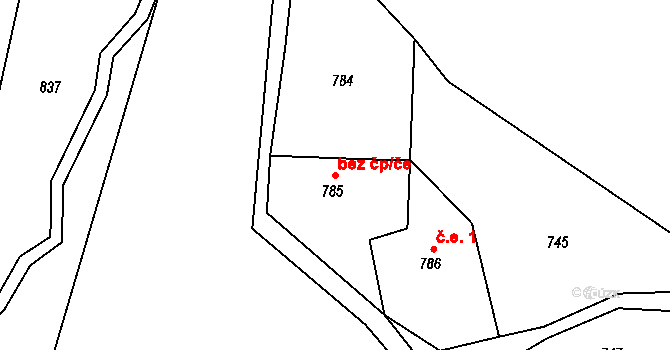 Hodkovice nad Mohelkou 47288981 na parcele st. 785 v KÚ Záskalí, Katastrální mapa