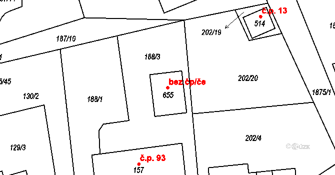 Libchavy 49250981 na parcele st. 655 v KÚ Dolní Libchavy, Katastrální mapa