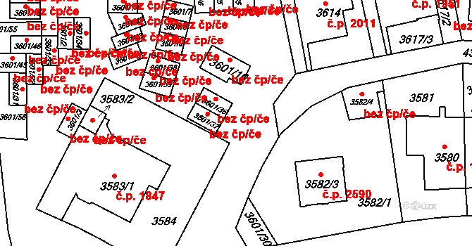 Teplice 50438981 na parcele st. 3601/37 v KÚ Teplice, Katastrální mapa