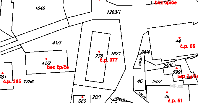 Havlovice 377 na parcele st. 776 v KÚ Havlovice, Katastrální mapa
