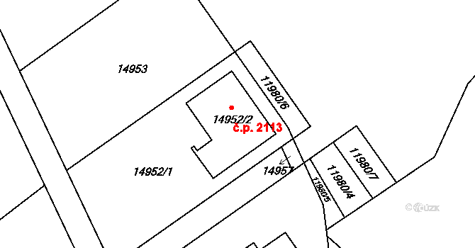Vsetín 2113 na parcele st. 14952/2 v KÚ Vsetín, Katastrální mapa