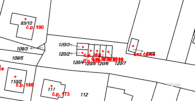 Čelkovice 2199, Tábor na parcele st. 120/5 v KÚ Čelkovice, Katastrální mapa