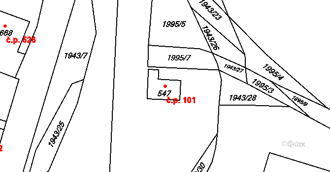 Beroun-Závodí 101, Beroun na parcele st. 547 v KÚ Beroun, Katastrální mapa