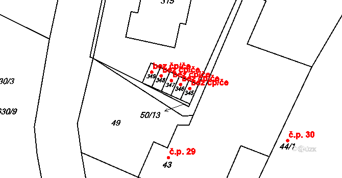 Lovčice 62803981 na parcele st. 347 v KÚ Lovčice u Nového Bydžova, Katastrální mapa