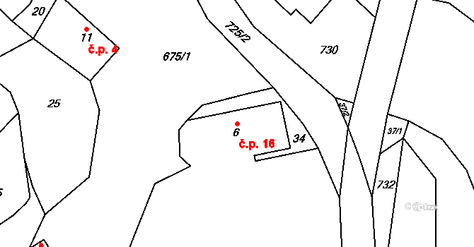 Malá Lečice 16, Bojanovice na parcele st. 6 v KÚ Malá Lečice, Katastrální mapa
