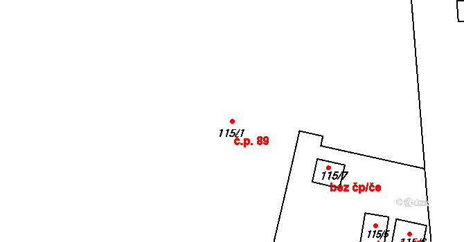 Velká Ves 89, Broumov na parcele st. 115/1 v KÚ Velká Ves u Broumova, Katastrální mapa