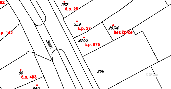 Šitbořice 675 na parcele st. 267/3 v KÚ Šitbořice, Katastrální mapa