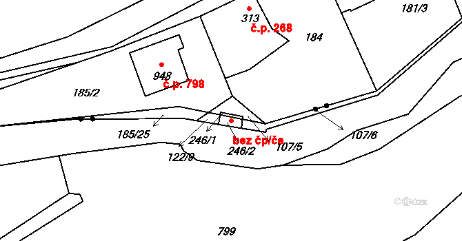 Blovice 77783981 na parcele st. 246/2 v KÚ Hradiště u Blovic, Katastrální mapa