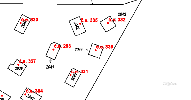 Jedovnice 336 na parcele st. 2044 v KÚ Jedovnice, Katastrální mapa