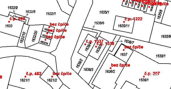 Liberec XIV-Ruprechtice 1337, Liberec na parcele st. 1638/4 v KÚ Ruprechtice, Katastrální mapa