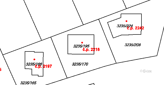 Tachov 2216 na parcele st. 3235/195 v KÚ Tachov, Katastrální mapa