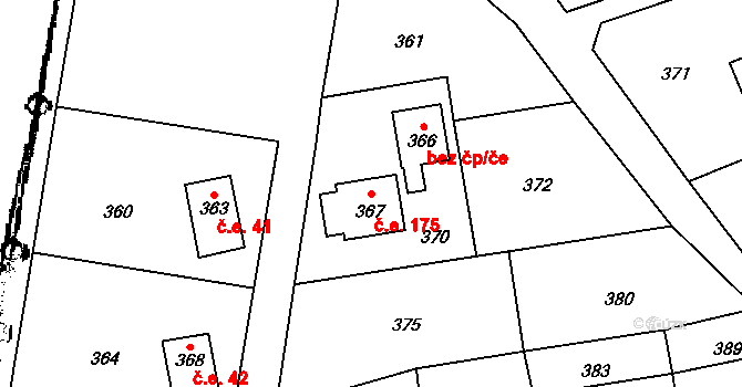 Březí nad Oslavou 175 na parcele st. 367 v KÚ Březí nad Oslavou, Katastrální mapa