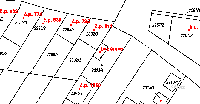 Lužice 80718981 na parcele st. 2305/4 v KÚ Lužice u Hodonína, Katastrální mapa