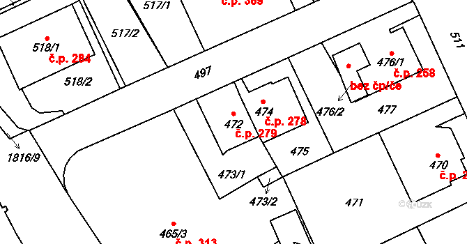 Vimperk II 279, Vimperk na parcele st. 472 v KÚ Vimperk, Katastrální mapa