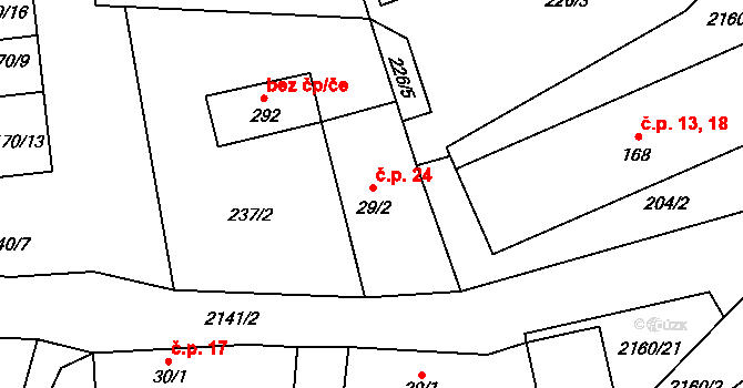 Bujanov 24 na parcele st. 29/2 v KÚ Suchdol u Bujanova, Katastrální mapa
