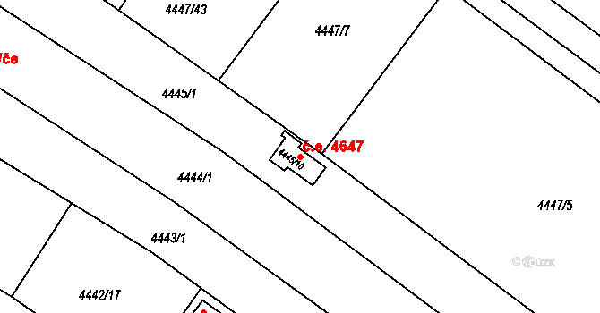Znojmo 4647 na parcele st. 4445/10 v KÚ Znojmo-město, Katastrální mapa