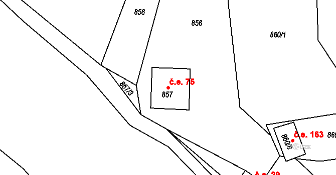 Senec 75, Zruč-Senec na parcele st. 857 v KÚ Senec u Plzně, Katastrální mapa