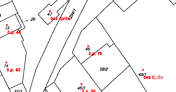 Liběšovice 19, Blšany na parcele st. 46 v KÚ Liběšovice, Katastrální mapa