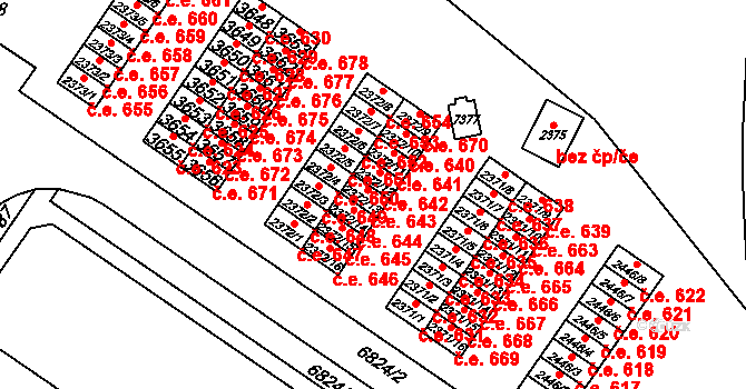 Žatec 643 na parcele st. 2372/13 v KÚ Žatec, Katastrální mapa