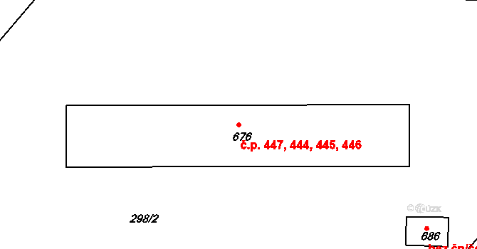 Nepomuk 444,445,446,447 na parcele st. 676 v KÚ Nepomuk, Katastrální mapa