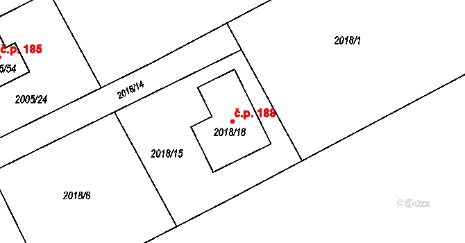 Mizerov 188, Karviná na parcele st. 2018/18 v KÚ Karviná-město, Katastrální mapa