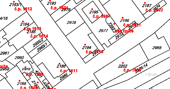 Havlíčkův Brod 1615 na parcele st. 2194 v KÚ Havlíčkův Brod, Katastrální mapa