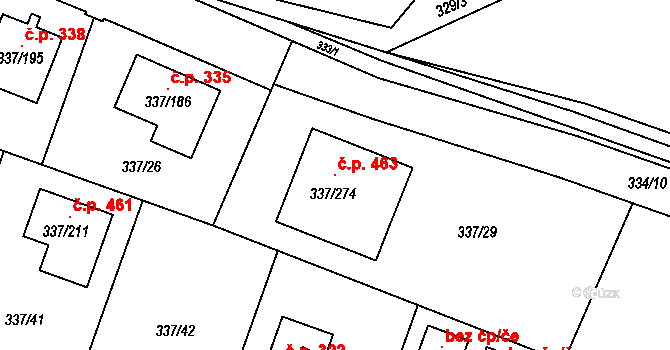 Levín 463, Králův Dvůr na parcele st. 337/274 v KÚ Levín u Berouna, Katastrální mapa