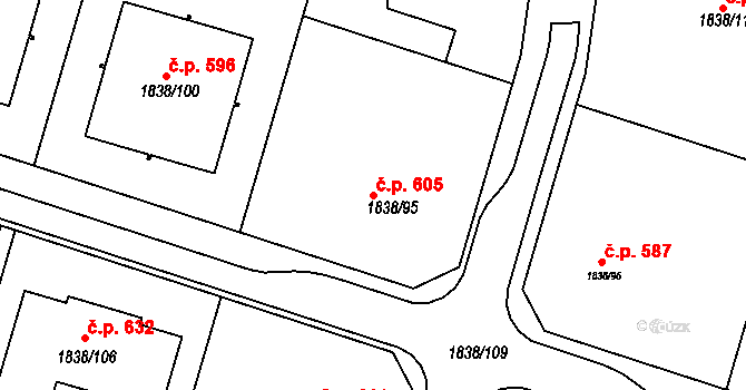 Drásov 605 na parcele st. 1838/95 v KÚ Drásov, Katastrální mapa