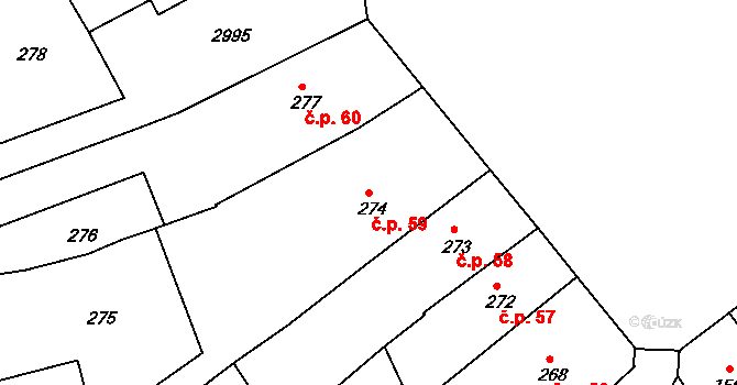 Rychnov nad Kněžnou 59 na parcele st. 274 v KÚ Rychnov nad Kněžnou, Katastrální mapa