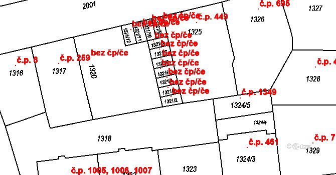 Praha 98033981 na parcele st. 1321/3 v KÚ Košíře, Katastrální mapa
