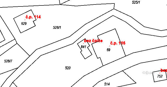 Jamné nad Orlicí 98114981 na parcele st. 841 v KÚ Jamné nad Orlicí, Katastrální mapa