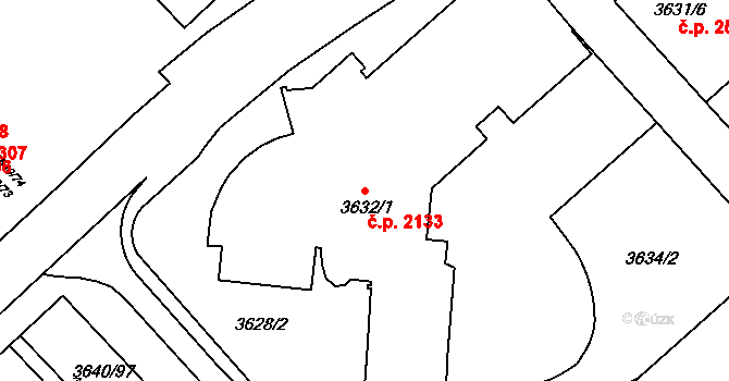 Znojmo 2133 na parcele st. 3632/1 v KÚ Znojmo-město, Katastrální mapa