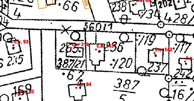 Černíny 143 na parcele st. 236 v KÚ Černíny, Katastrální mapa