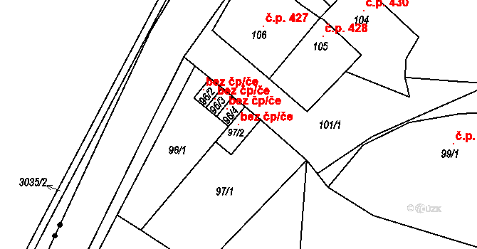 Měřín 118131982 na parcele st. 97/2 v KÚ Pustina u Měřína, Katastrální mapa
