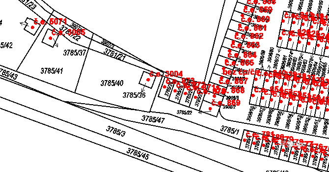 Jihlava 873 na parcele st. 3785/26 v KÚ Jihlava, Katastrální mapa