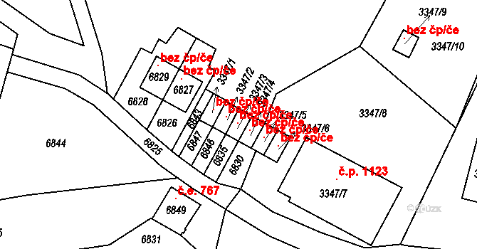 Mikulov 497 na parcele st. 3347/3 v KÚ Mikulov na Moravě, Katastrální mapa