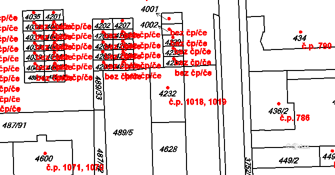 Žamberk 1018,1019 na parcele st. 4232 v KÚ Žamberk, Katastrální mapa