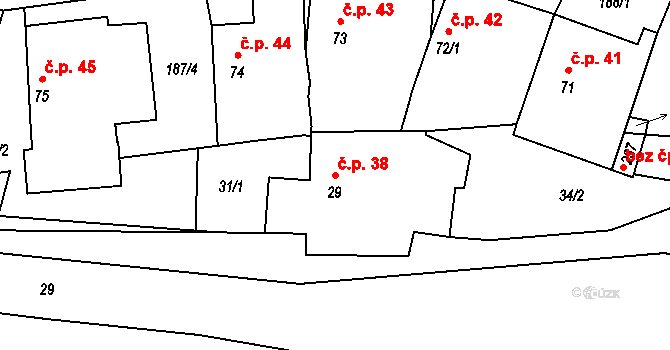 Cerekvice nad Loučnou 38 na parcele st. 29 v KÚ Cerekvice nad Loučnou, Katastrální mapa