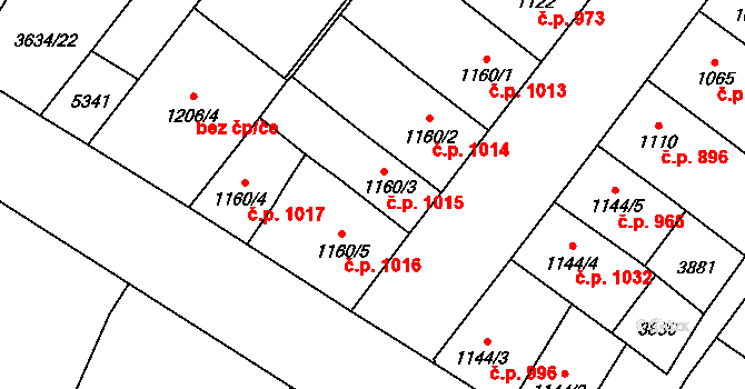 Břeclav 1015 na parcele st. 1160/3 v KÚ Břeclav, Katastrální mapa