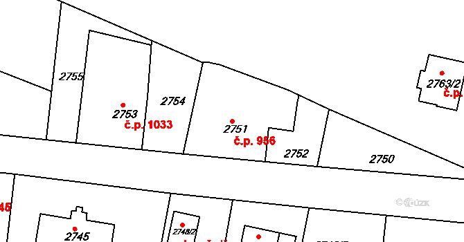Smržovka 956 na parcele st. 2751 v KÚ Smržovka, Katastrální mapa