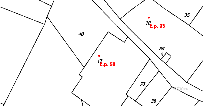 Spůle 50, Janovice nad Úhlavou na parcele st. 17 v KÚ Spůle, Katastrální mapa