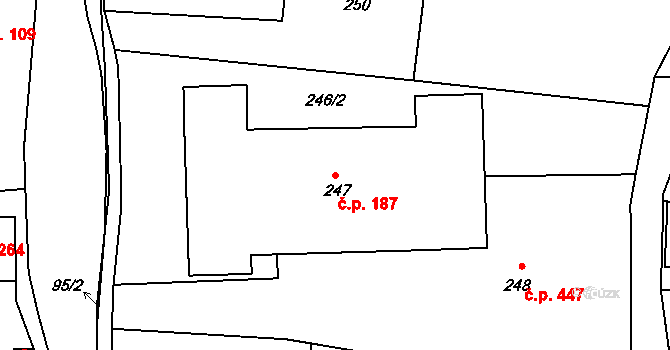 Jablůnka 187 na parcele st. 247 v KÚ Jablůnka, Katastrální mapa