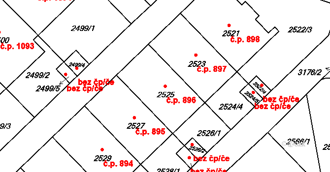 Nusle 896, Praha na parcele st. 2525 v KÚ Nusle, Katastrální mapa