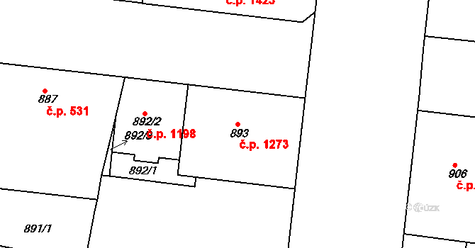 Holešovice 1273, Praha na parcele st. 893 v KÚ Holešovice, Katastrální mapa