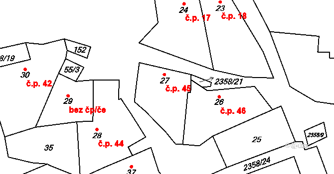 Mečichov 45 na parcele st. 27 v KÚ Mečichov, Katastrální mapa